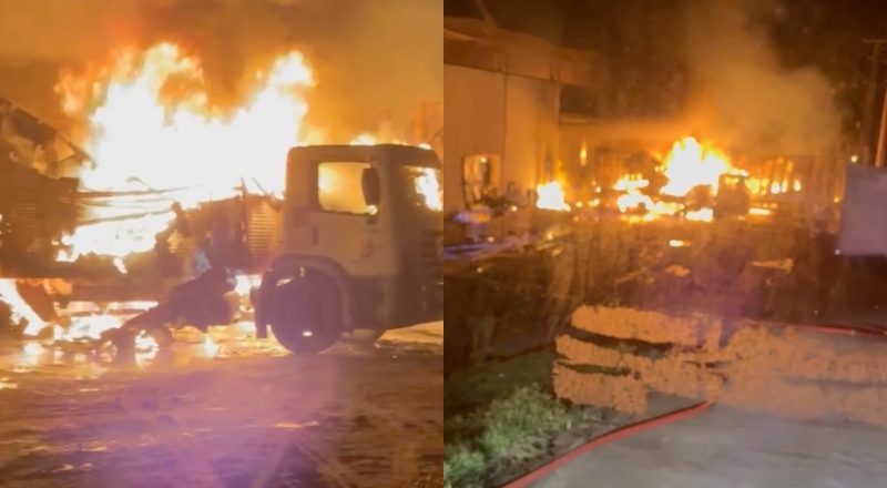 Fogo intenso destrói galpão de empresa e causa grandes danos