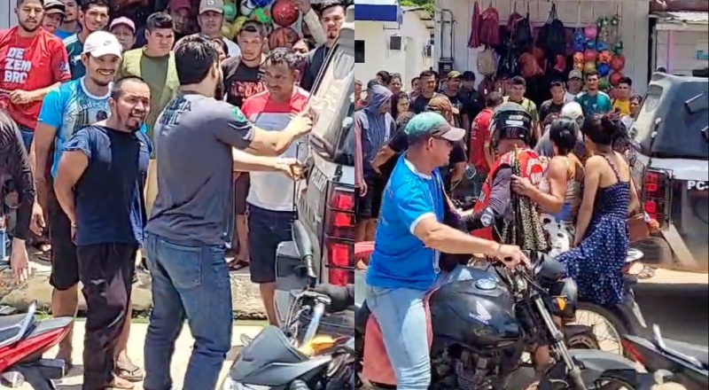 Homem agride policial após esfaquear pai em Tonantins: vídeo chocante