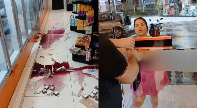 Enfurecida, mulher destrói loja de conveniência e acusa funcionários