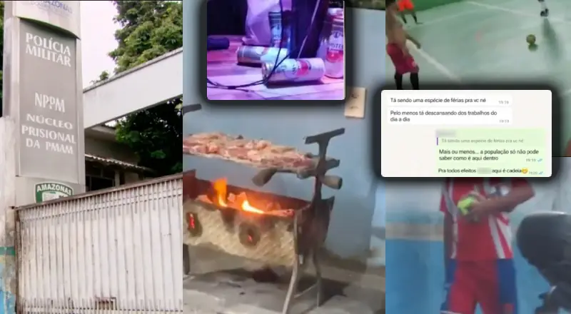 Churrasco, cerveja e bola: PMs presos em Manaus fazem deboche