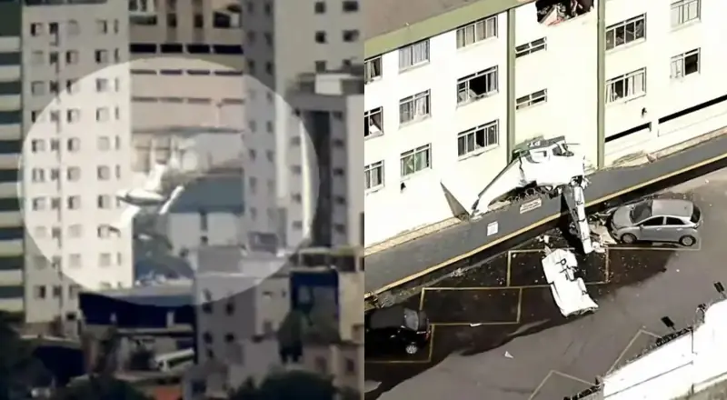 Tudo filmado: acidente aéreo em BH deixa mortos e destruição