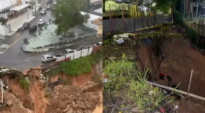 Cratera em terreno da Faculdade Santa Teresa preocupa moradores