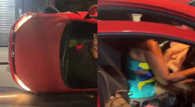 Mulher se estressa com empate do Brasil e capota carro na circular