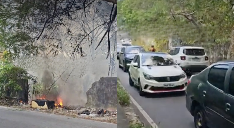 Incêndio de grandes proporções atinge Parque 10 e preocupa moradores