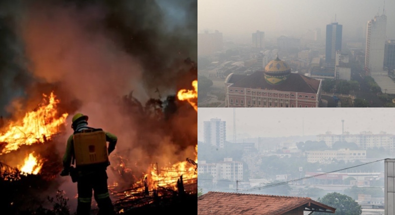 Manaus amanhece engolida pela fumaça e sem chuva prevista